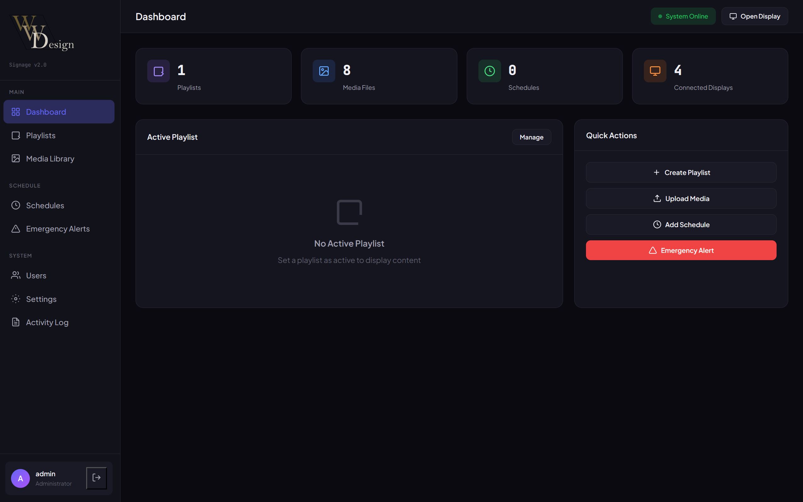 WWD Signage Dashboard